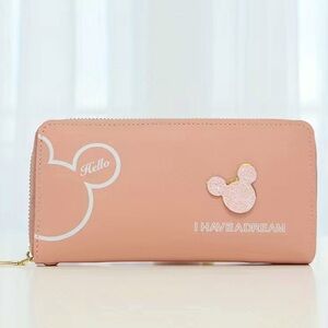 Minnie Mickey Mouse Wristlet Clutch  Convertible Long Wallet Disney Theme Pink